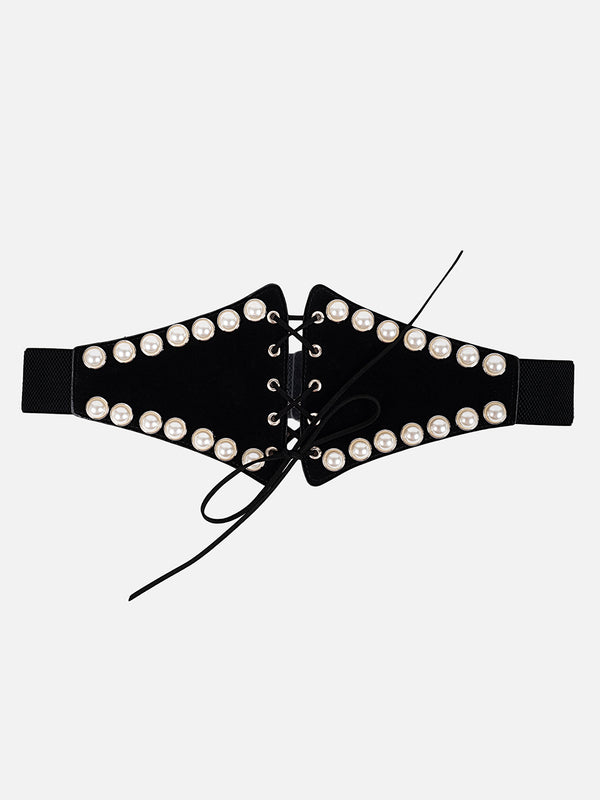 Pearl Detail Broad Corset Belt