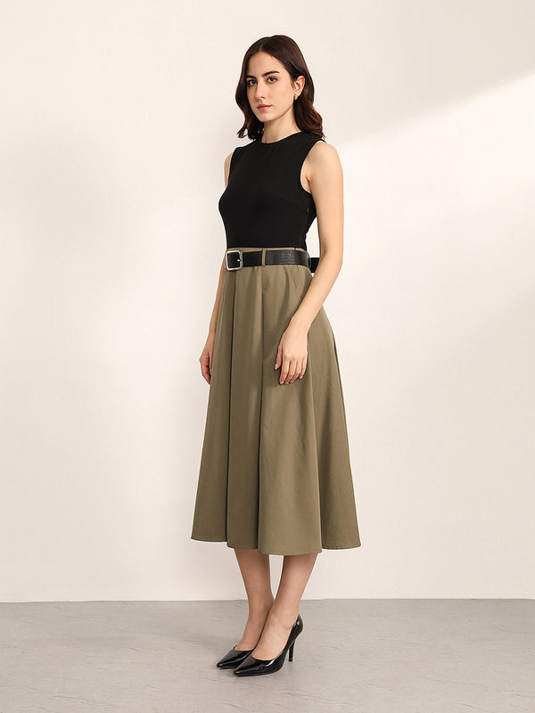 Network Midi Dress With Belt