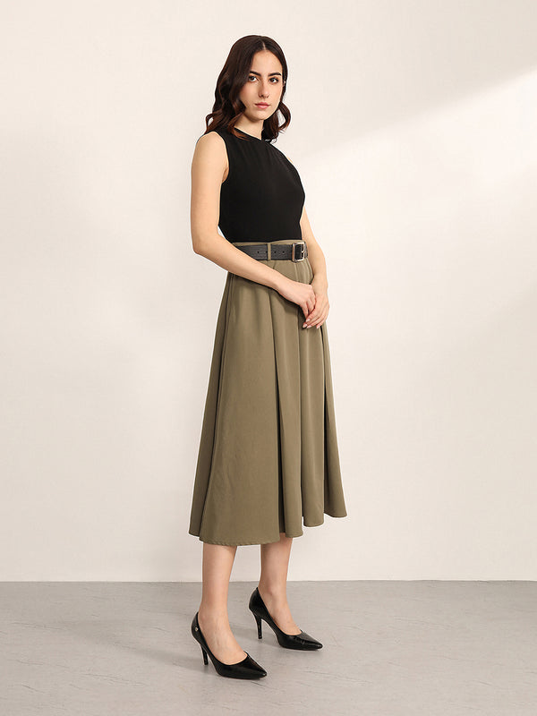 Network Midi Dress With Belt