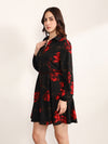 Brushstroke Mini Dress With Belt