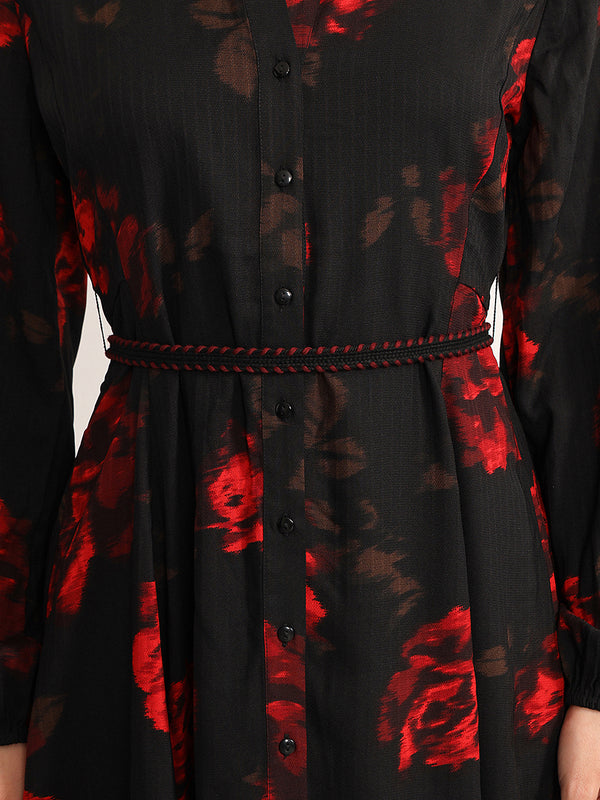 Brushstroke Mini Dress With Belt