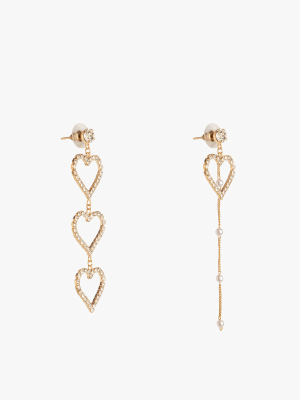 Asymmetric Heart Rhinestone Earrings