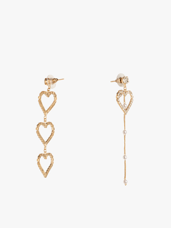 Asymmetric Heart Rhinestone Earrings