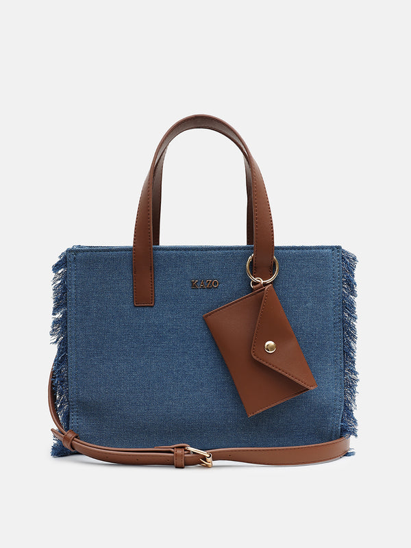Kazo Denim Fringe Satchel