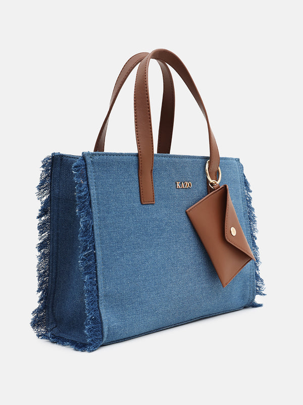 Kazo Denim Fringe Satchel
