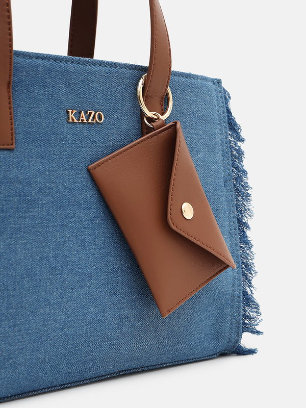 Kazo Denim Fringe Satchel