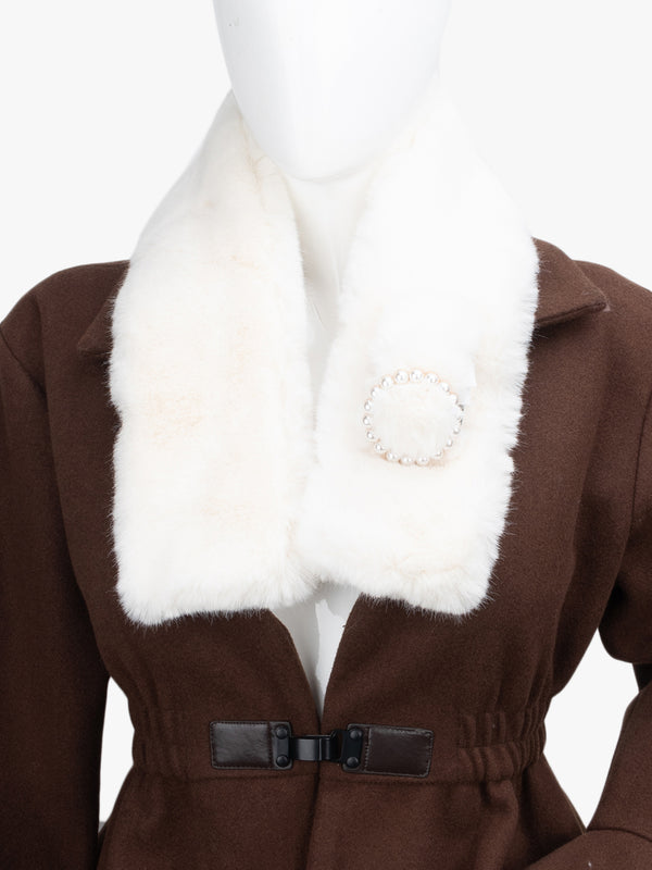 Luxury Wide Scarf With Soft Fur