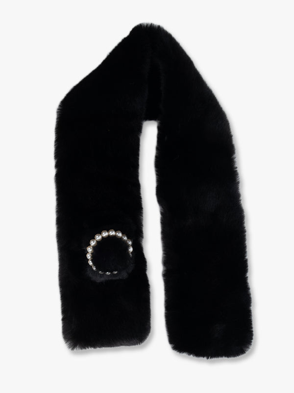 Luxury Wide Scarf With Soft Fur