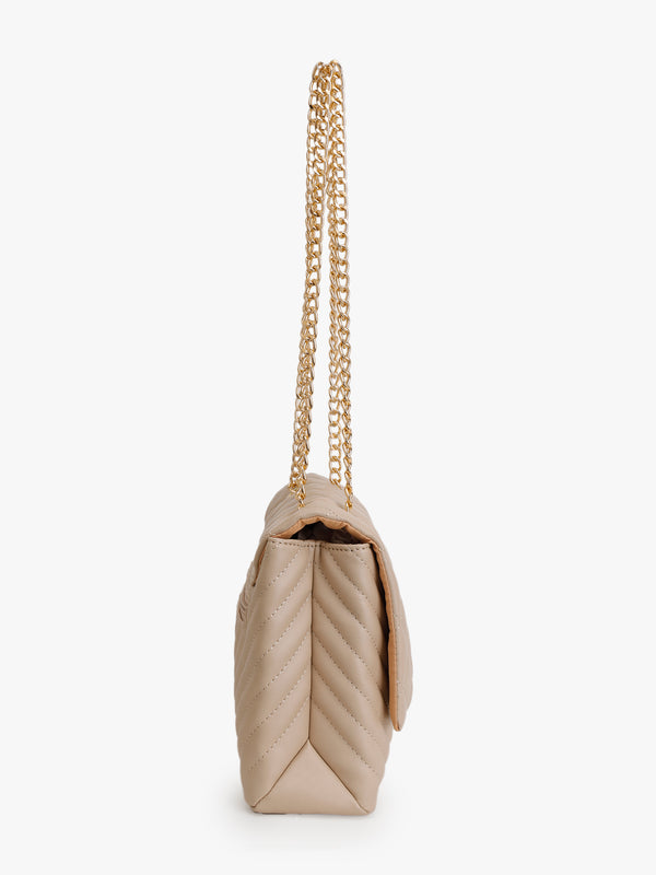 Quilted Solid Handbag With Chain