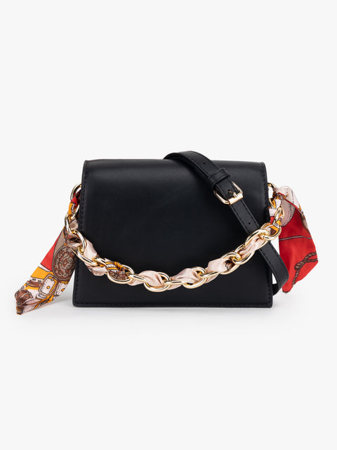 Structured Sling Bag With Chain Detail