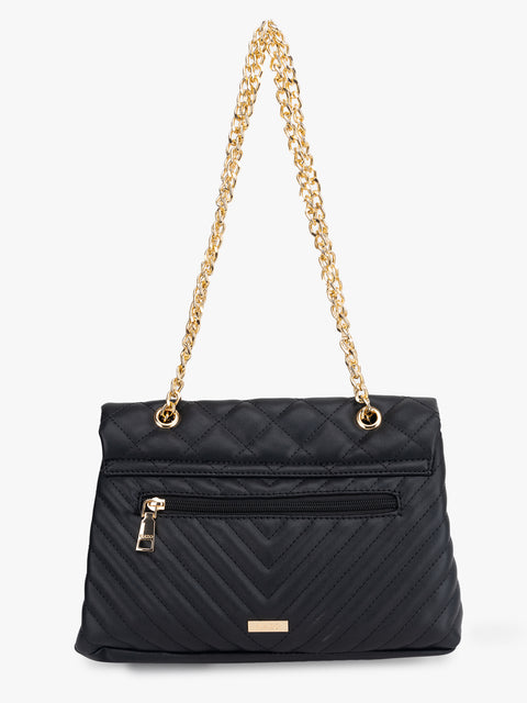 Quilted Solid Handbag With Chain