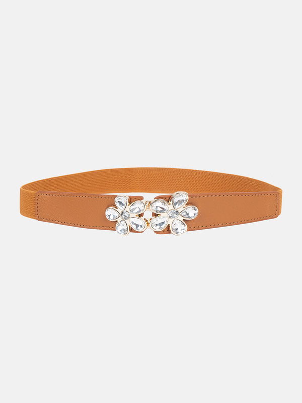Floral Rhinestone Buckle Belt