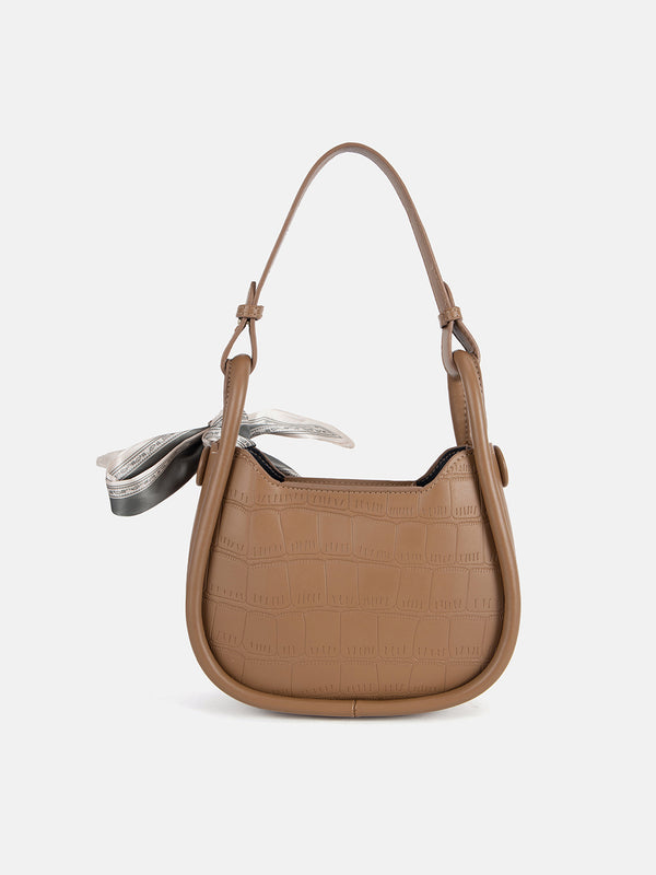 Croc-Textured Handheld Bag