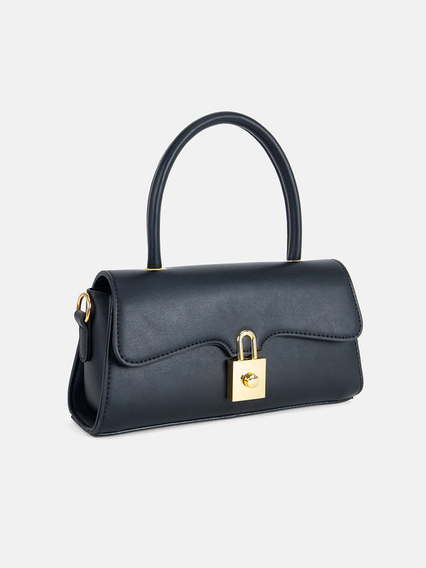 Solid Sling Bag With Twist Lock Closure