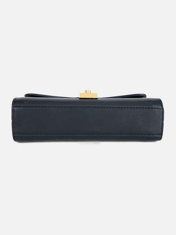 Solid Sling Bag With Twist Lock Closure