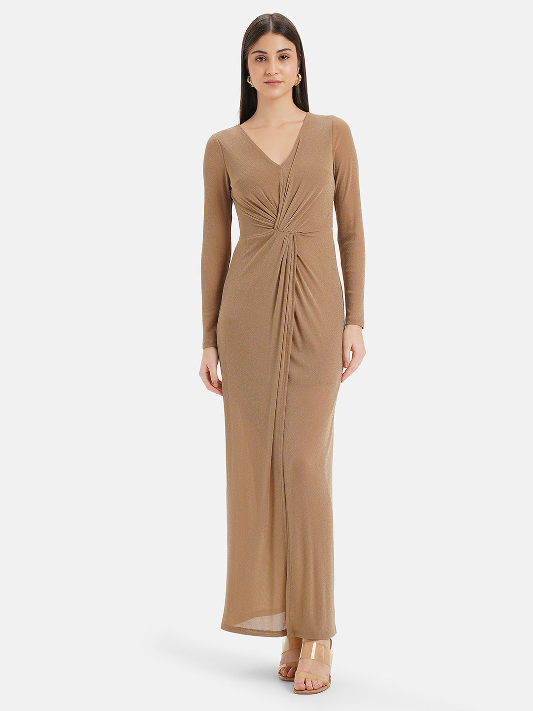 Front Knot Maxi Dress With Slit for Stylish Occasions KAZO Front Knot Maxi Dress With Slit for Stylish Occasions KAZO