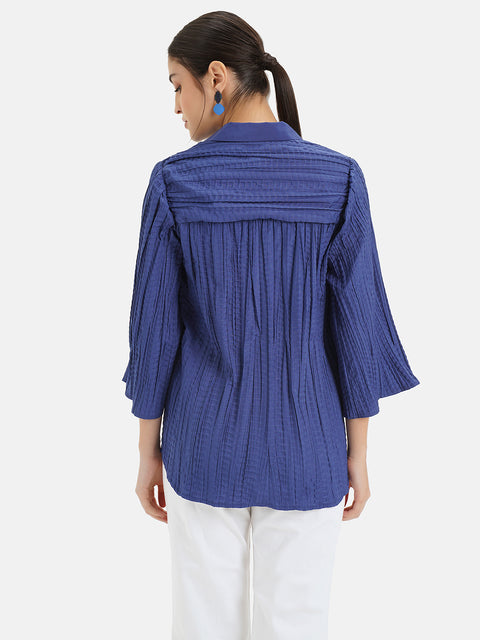 Pleated Crushed Shirt With Flared Sleeves