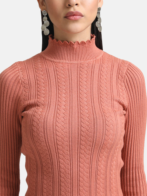 Textured Pullover With Scalloped Edges