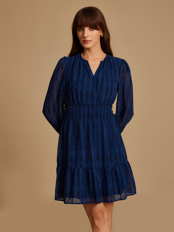 Phoenix Blue Textured Mini Dress