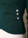 Knitted Wrap Winter Top With 3 Buttons