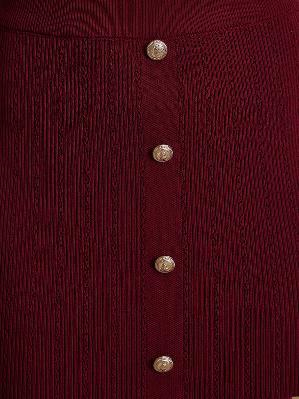 Knitted Mini Skirt With Buttons