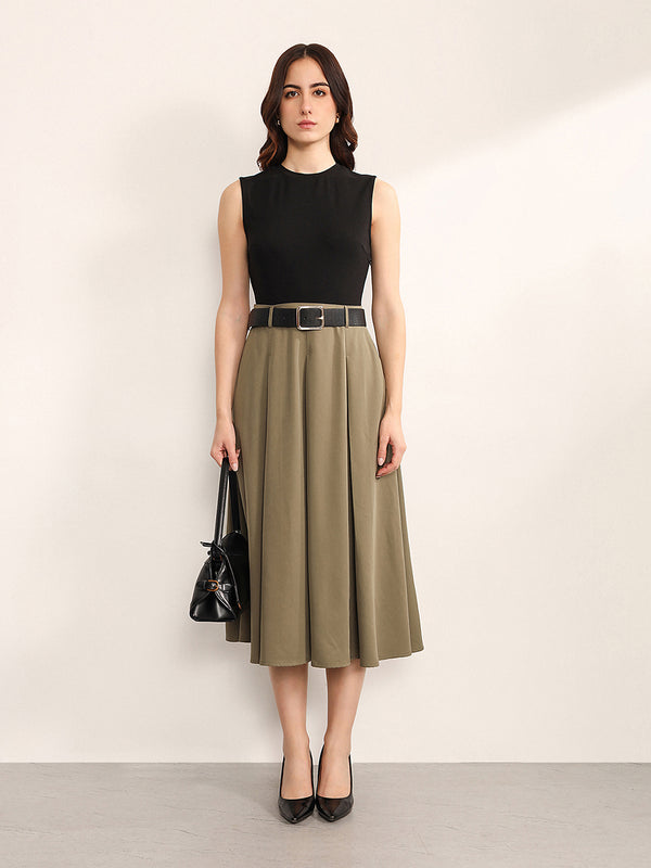 Network Midi Dress With Belt