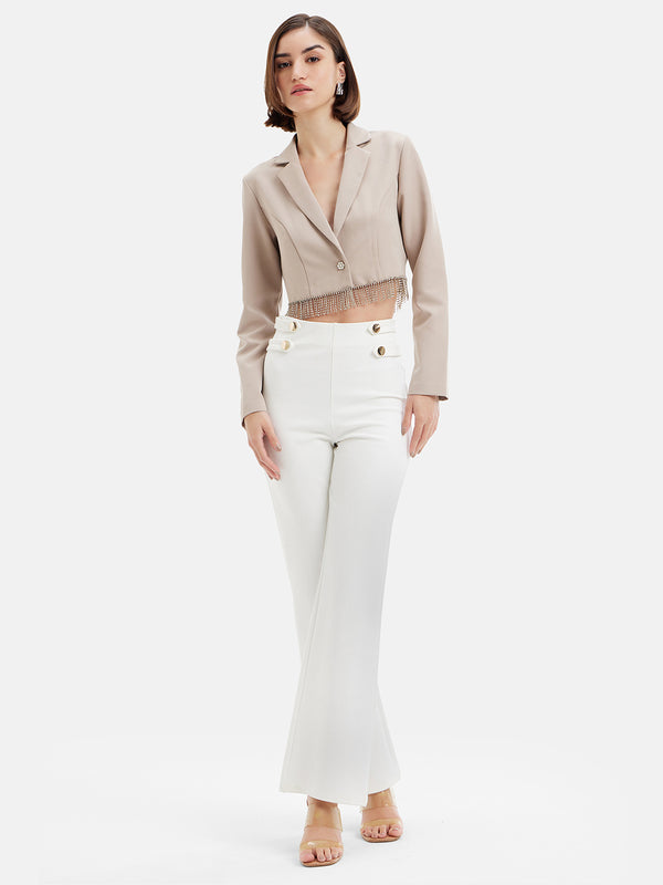 Cropped Embellished Rhinestone Jacket