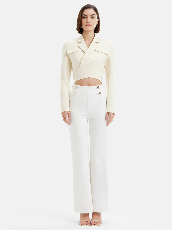 Knotch Collar Blazer With Back Knot Detail