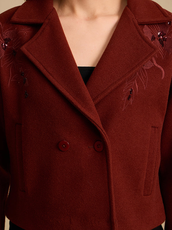 Tonal Embroidery Felt Jacket