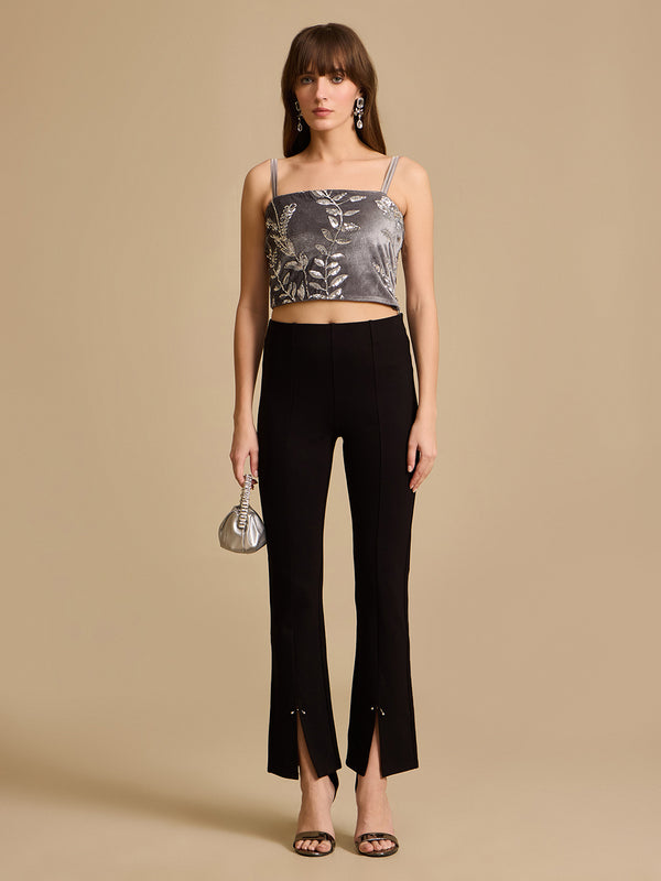 Cleo Straight Jeggings With Slit