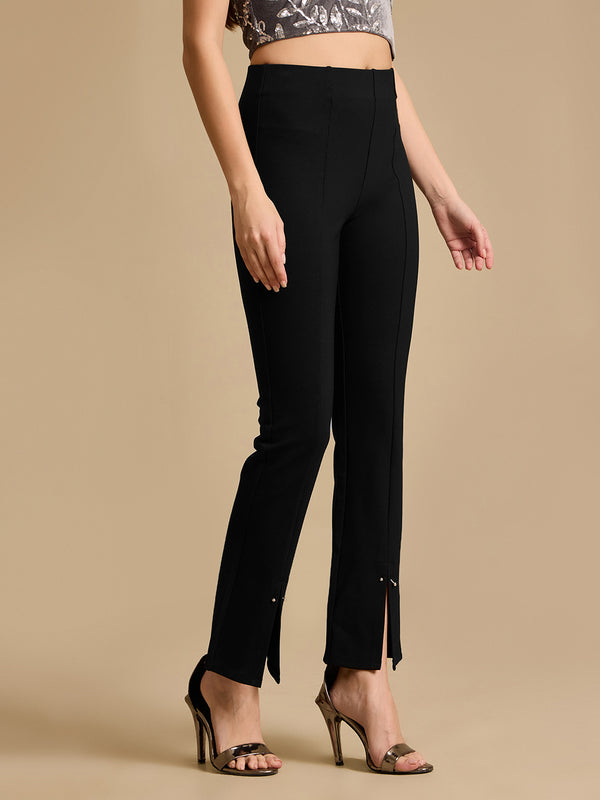 Cleo Straight Jeggings With Slit