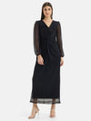 V Neck Frnt Knot Maxi Dress
