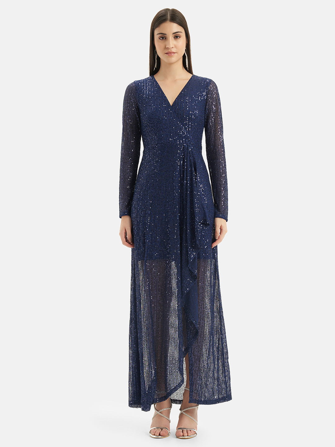 kazo sequin dress V Neck Sequin Maxi Dress KAZO