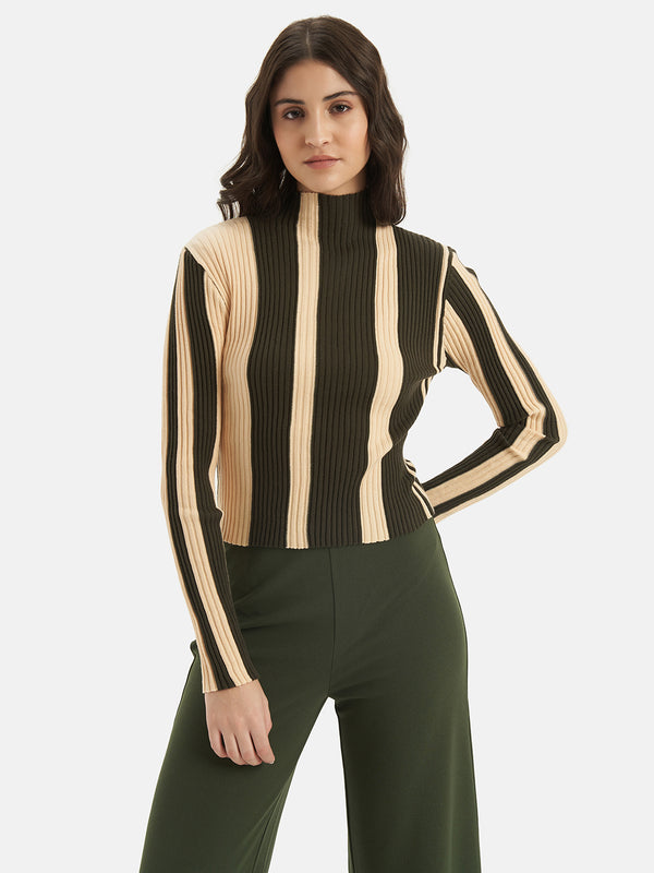 Color Block Stripped Pullover