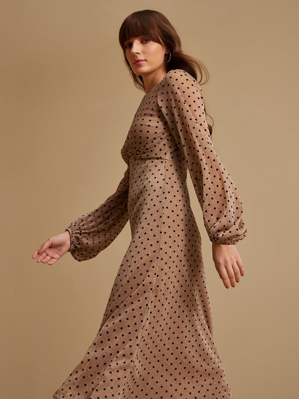 Dottie Polka Textured Midi Dress