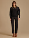 Textured Pullover With Collar And Embellishment