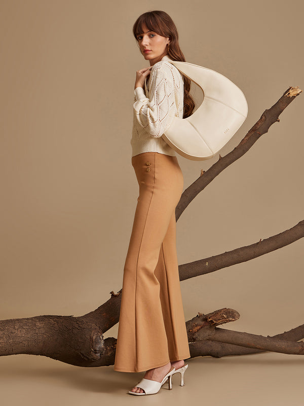 Cropped - Textured Pullover With Collar And Embellishment