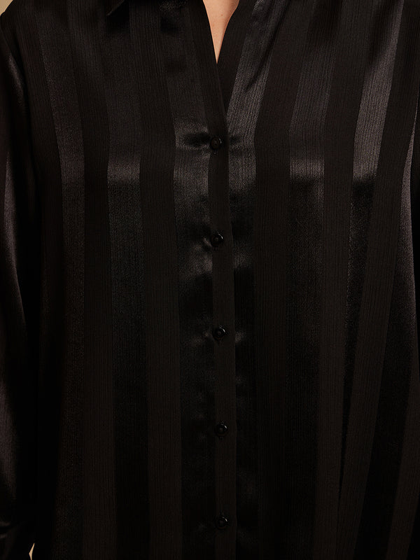 Self Stripe Satin Shirt