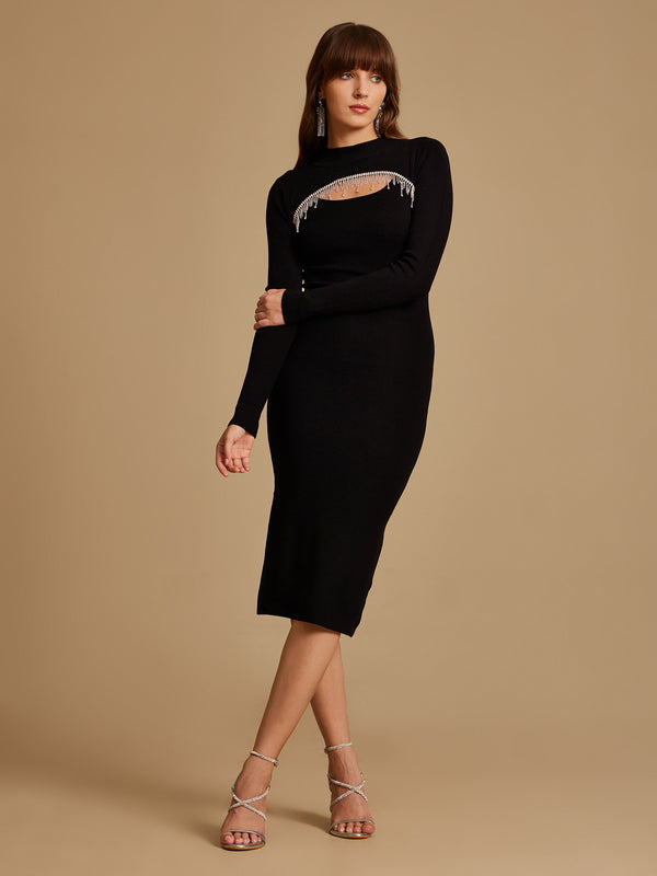 Embellishmed Winter Midi Dress