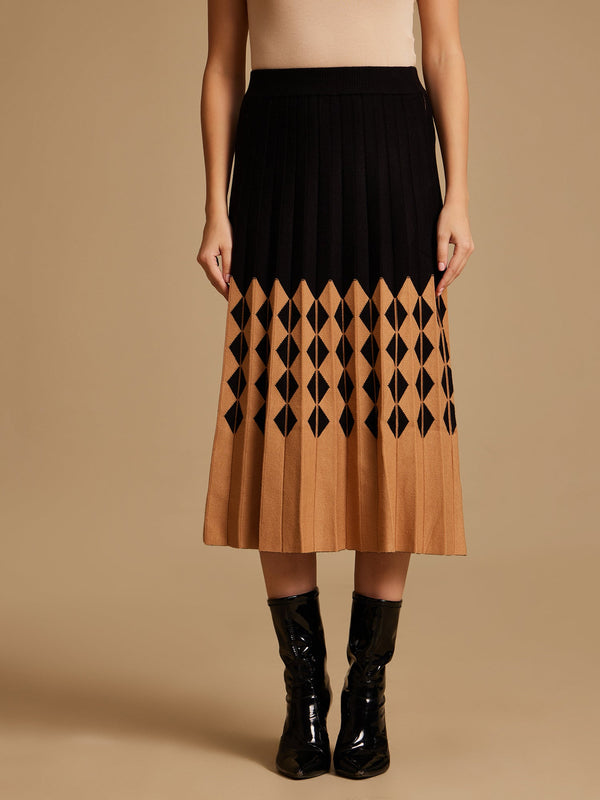Patterned Winter Knitted Midi Skirt