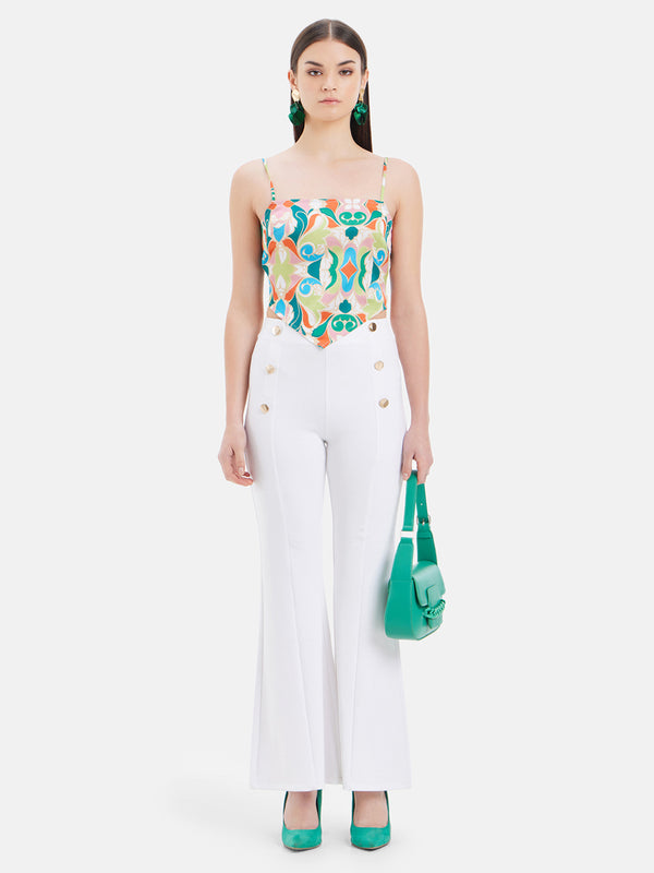 Monica Printed Handkerchief Tie-Up Top