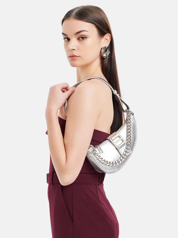 Chunky Chain Crescent Shoulder Bag