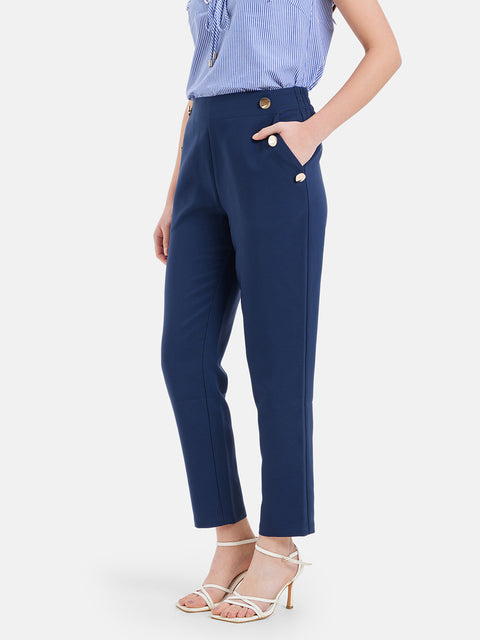 Caroline Navy Straight Fit Trousers