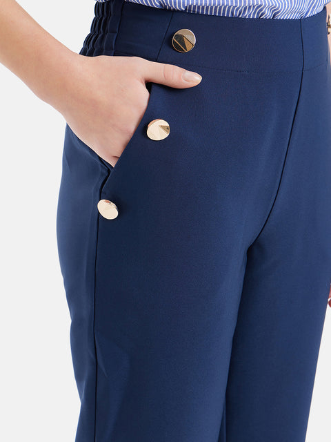 Caroline Navy Straight Fit Trousers