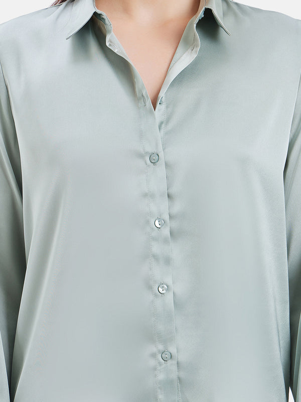 Tia Solid Satin Shirt