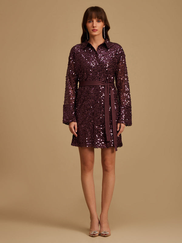 Sequin Shirt Dress