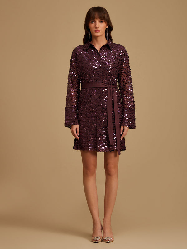 Sequin Shirt Dress