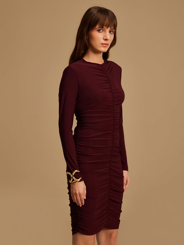 Ruched Body-Con Midi Dress