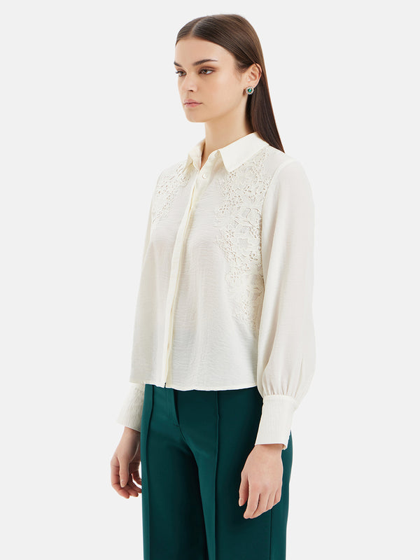 Leslie Full Sleeves Shirt With Lace
