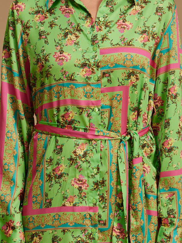 Printed Midi Shirt Dress